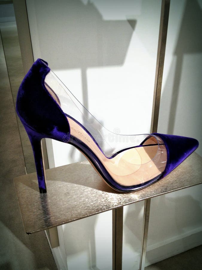 Gianvito Rossi suede point-toe pump women shoes displayed at Saks Fifth Avenue store in Toronto. Gianvito Rossi suede point-toe pump women shoes displayed at Saks Fifth Avenue store in Toronto