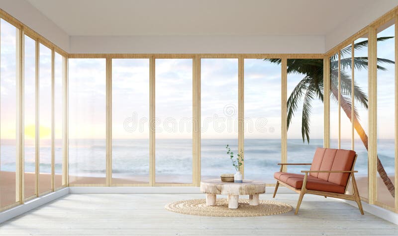 Elegant Summer Retreat con Sunset View 3D rendering illustrazione royalty illustrazione gratis