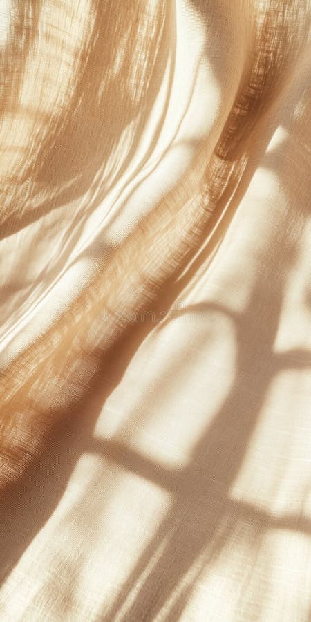 Elegant sunlight casting shadows on flowing beige fabric gentle abstract minimalism, AI Generative