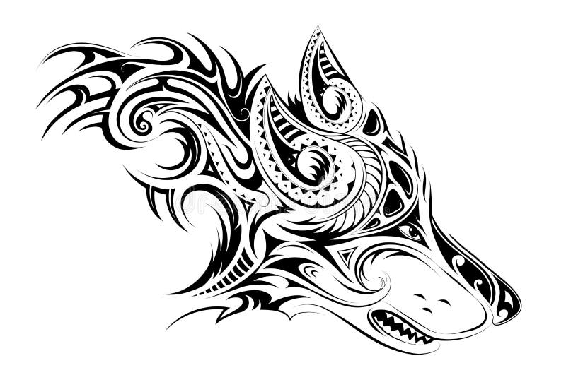 Wolf head tattoo stock vector. Illustration of design - 47749543