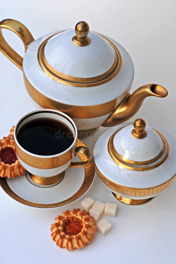 Elegant tea service and cookies