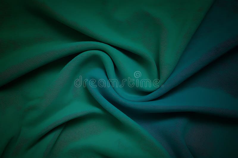 Elegant Teal and Green Fabric Texture, Draped, Soft, Smooth, Gradient vector illustration