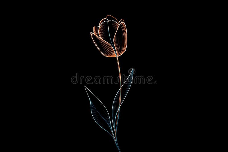 Elegant Tulip Outline leuchtet sanft gegen die dunkle Hintergrundfarbe Generative KI vektor abbildung