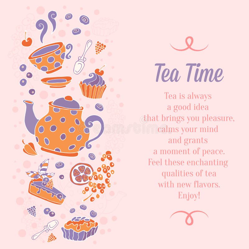 Elegant uppsättning av hand drog tebaner stock illustrationer Elegant uppsättning av hand drog tebaner stock illustrationer