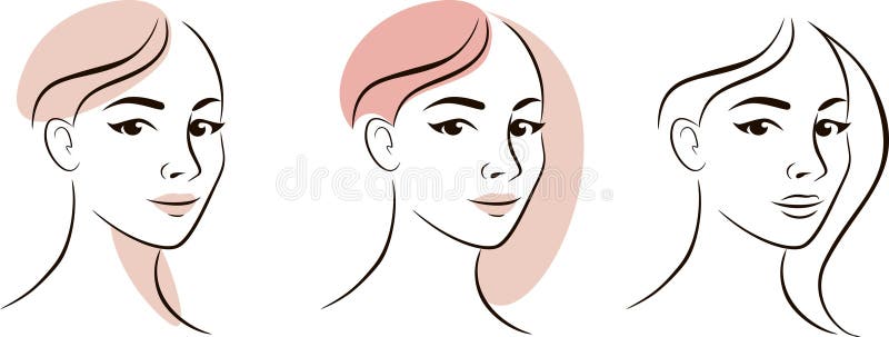 Elegant Vector Line-konturteckning av ett kvinnligt ansikte i minimalistiskt skönhetsformat royaltyfri illustrationer