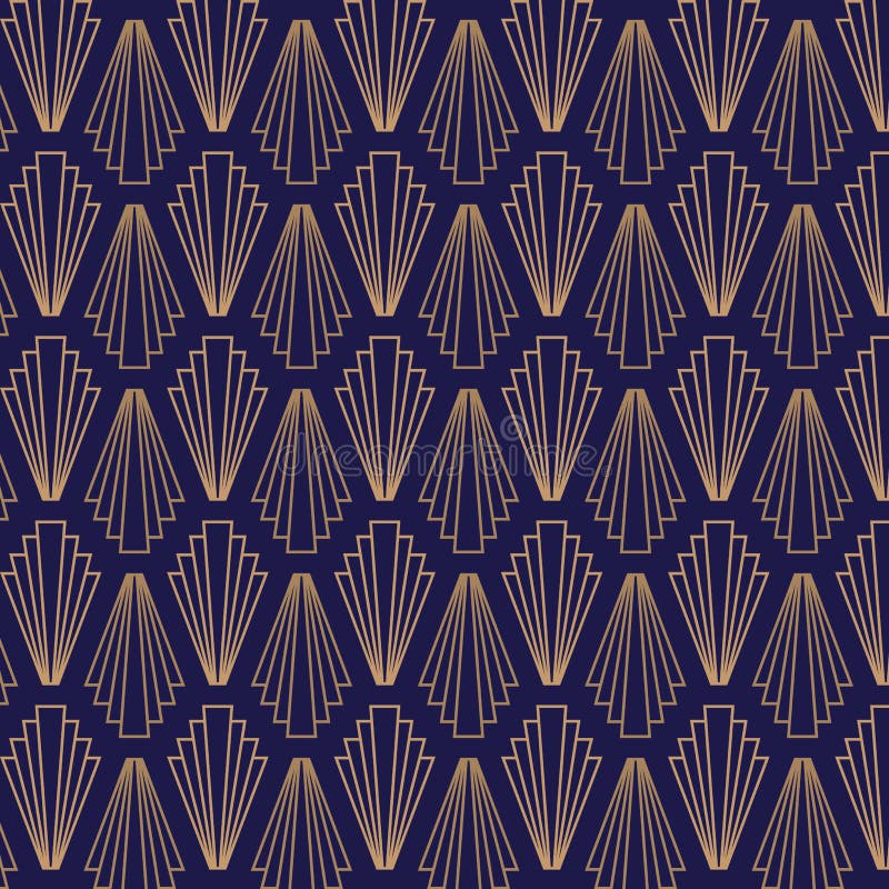 Art Deco Golden Navy Pattern. Vector Art. Stock Vector Illustration