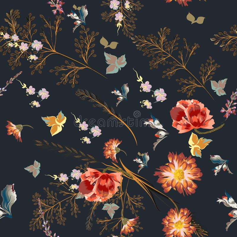 Elegant vektormodell med fältblommor vektor illustrationer