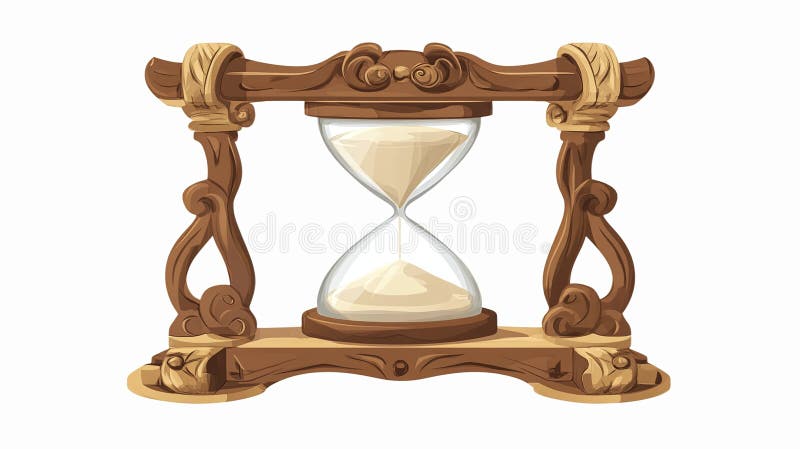 Elegant Vintage Hourglass z Ornate Wooden Frame Reprezentującą Przełęcz Czasu ilustracji