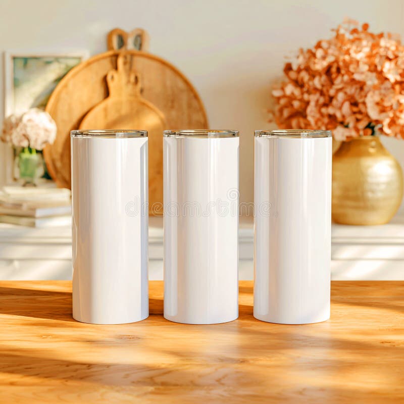 Elegant White Canisters Kitchen Decor Inspiration stock illustration