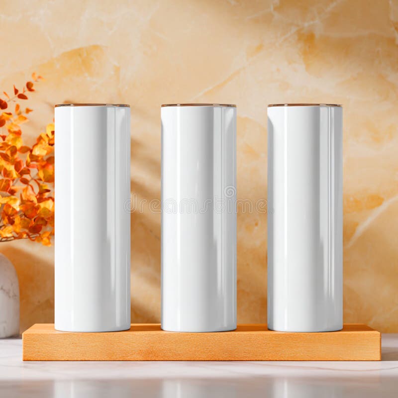 Elegant White Ceramic Jars on Wooden Stand vector illustration