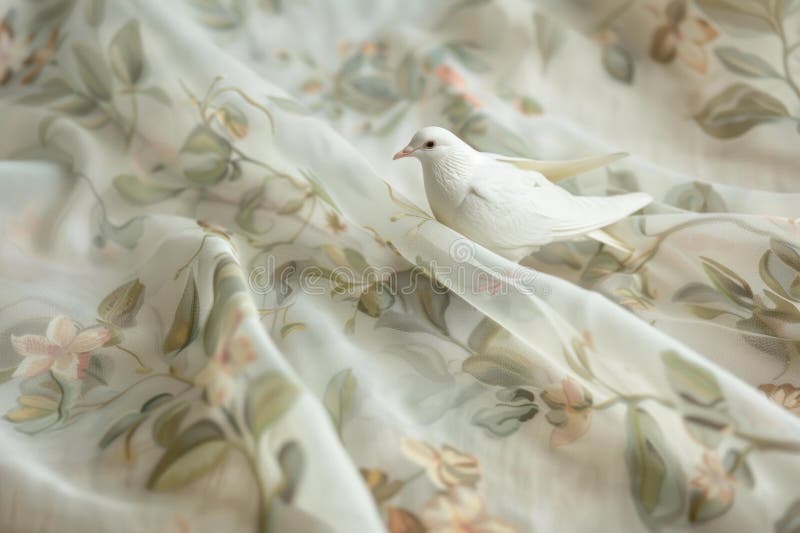 Elegant white dove on floral fabric royalty free illustration