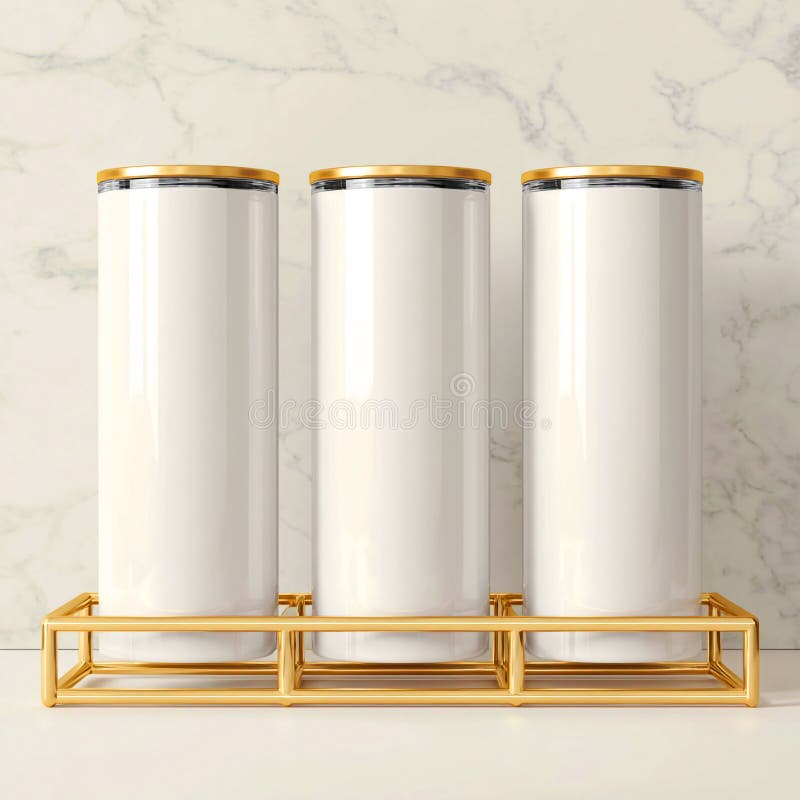 Elegant White Gold Canisters Modern Kitchen Storage Solution royalty free illustration