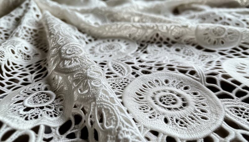 Elegant White Lace Fabric With Delicate Patterns royalty free stock photography