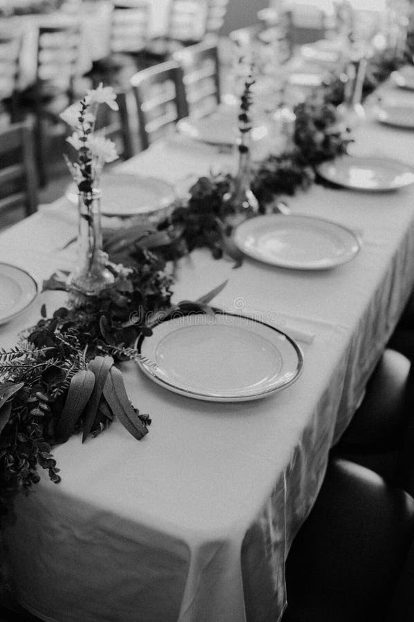 Elegant White Table Setting for a Wedding Reception with Pristine