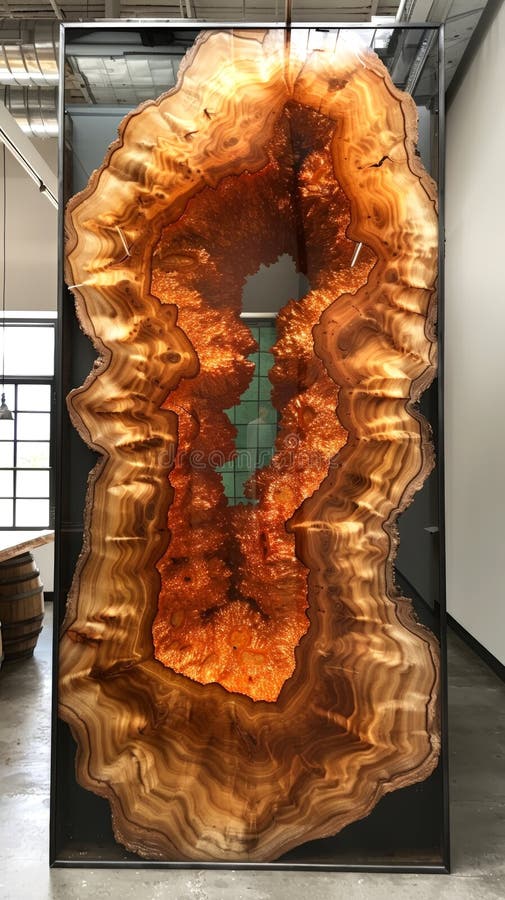 Elegant wood and resin art piece with natural patterns, great for luxury interior design. With Generative AI technology. AI generated