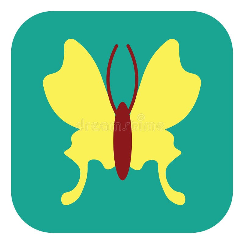 Elegant Yellow Butterfly, Icon Stock Vector Illustration of bright