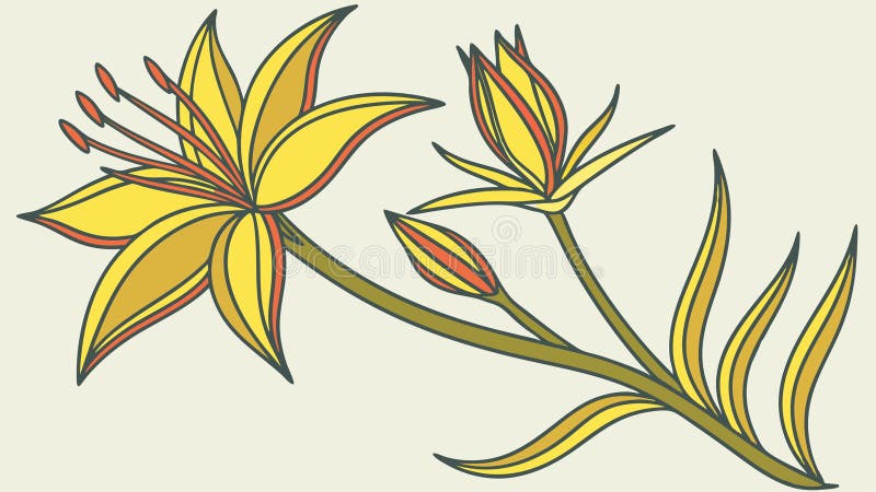 Elegant Yellow Lily Flowers. Viktig utformning av botaniska blodformgivningsvektorer Generativ AI stock illustrationer