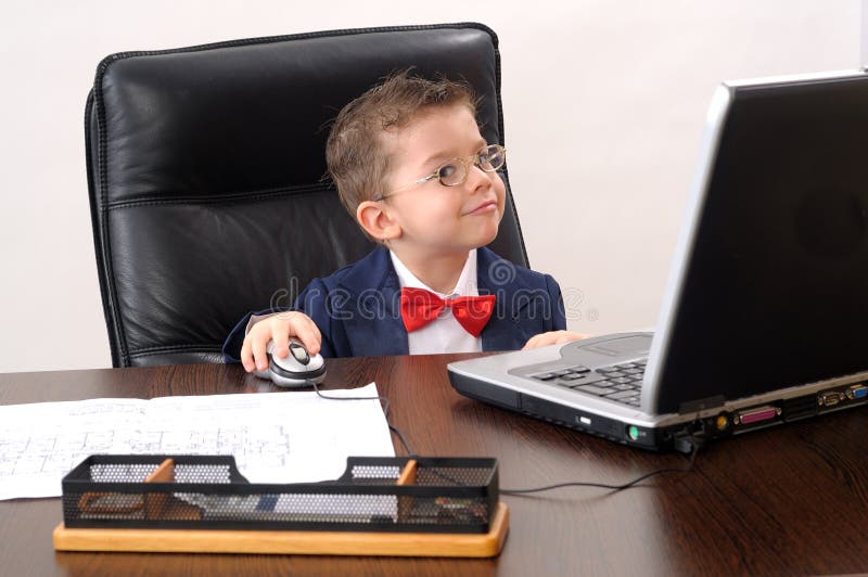 elegant young manager working on modern notebook