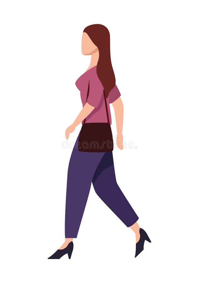 Woman walking cartoon stock vector. Illustration of smile - 110659333