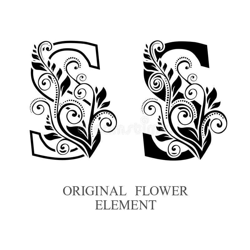 Eleganta inledande bokstäver S i två färgvariationer med botaniskt element Designmallsuppsättning för vektorbokstavslogotyp Etike vektor illustrationer