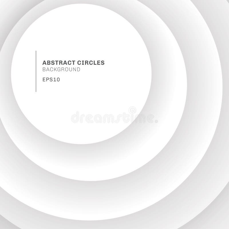 Eleganta vita cirklar för abstrakt bakgrund som överlappar med skugga