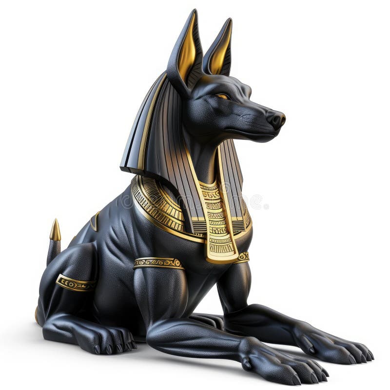 Elegante Black and Gold Anubis Statue Ägyptische Mythologie 3D Render vektor abbildung