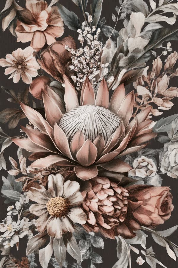 Elegante Bouquet Floral Vintage : Arte y diseño estético botánico. fotos de archivo