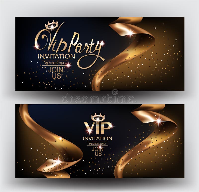 Elegante Einladungskarten Des Promis Mit Gold Und Silbergestaltungselementen Vektor Abbildung Illustration Von Gold Elegante