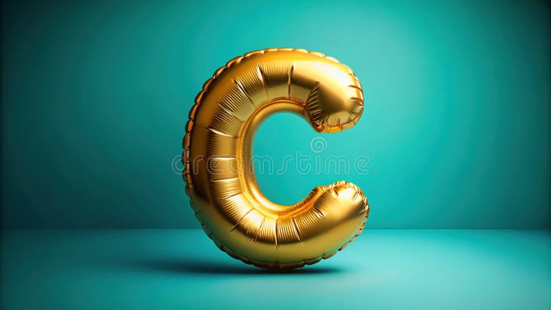 Elegante Fondo Teal con un Llamativo Globo de Foil Dorado con la Letra C, Decoración Festiva Perfecta para Fiestas, Cumpleaños y libre illustration