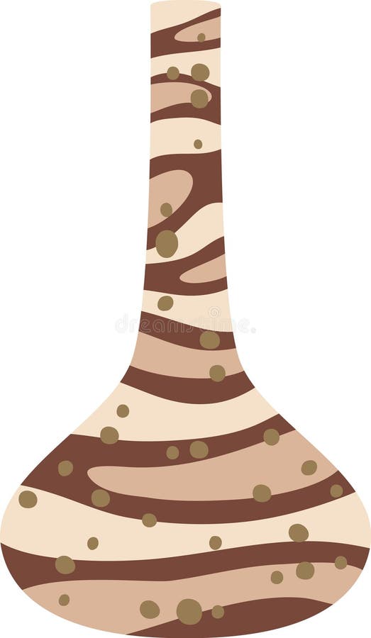 Elegante Keramikvase mit abstrakten braunen und beigen Streifen und Punkten, die moderne Innendekoration mit stilvollem Design ver stock abbildung