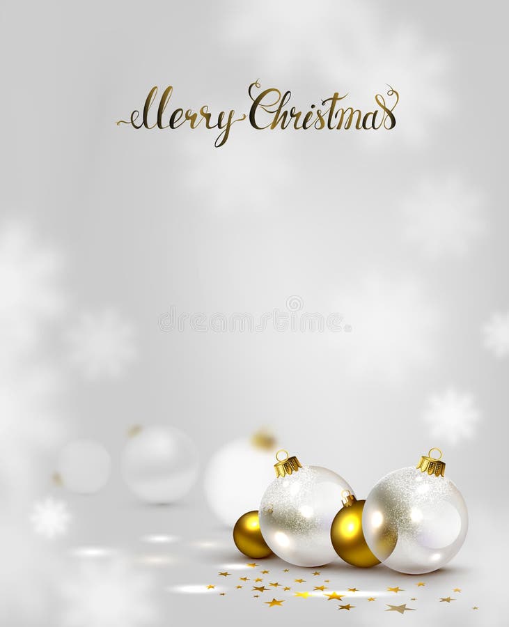 Elegante Kerstmisachtergrond met gouden en witte avondballen stock illustratie Elegante Kerstmisachtergrond met gouden en witte avondballen stock illustratie