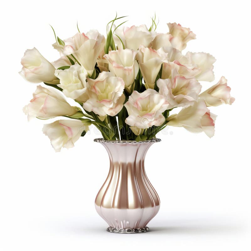 Elegante Luxusvase mit weißer Eustomblüte stock abbildung