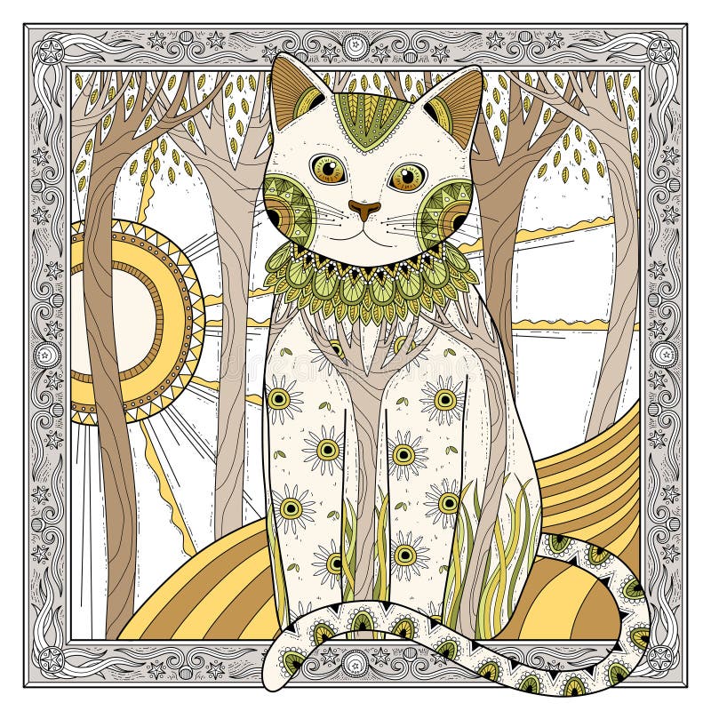 Elegante magische kat royalty-vrije illustratie Elegante magische kat royalty-vrije illustratie