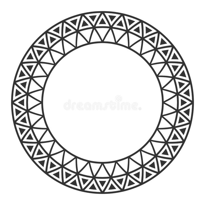 Elegante marco lujoso hecho de triángulos Decoración redonda elegante con un lugar para el texto aislado en fondo blanco Elementos de diseño Plantilla para tarjeta de saludo, invitación Ilustración del vector