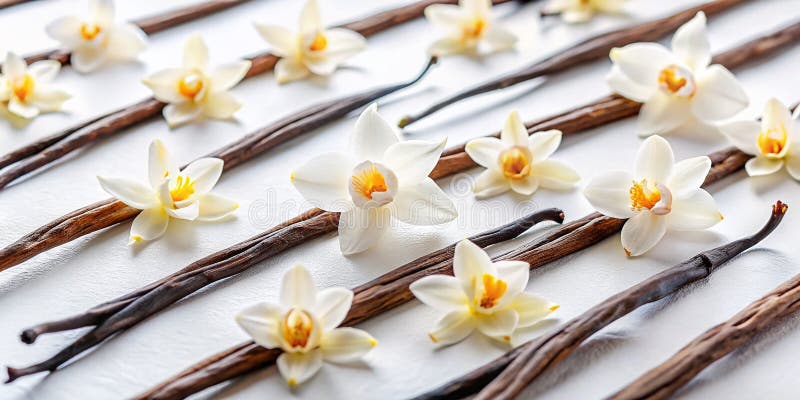 Elegante patrón de cuadrícula floral y de vainilla sobre un fondo blanco prístino: una foto de stock minimalista para diseño libre illustration