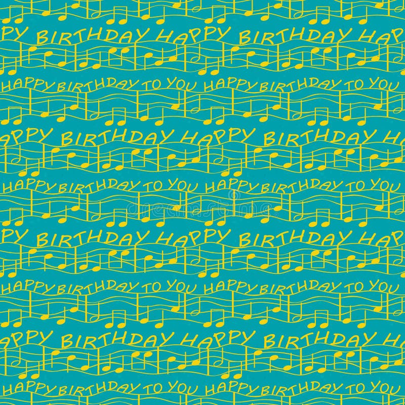 Elegante zwei Tongeburtstagsglückwünsche mit musikalischen Anmerkungen Nahtloses Vektormuster im hellen Ozeanblau und Gold mit lizenzfreie abbildung Elegante zwei Tongeburtstagsglückwünsche mit musikalischen Anmerkungen Nahtloses Vektormuster im hellen Ozeanblau und Gold mit lizenzfreie abbildung