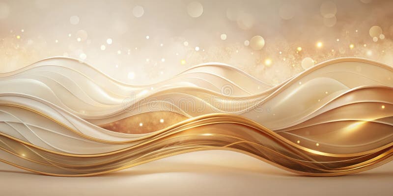Eleganter abstrakter Hintergrund mit goldenen und beigen Wellen und glitzernden Lichtern. Generative AI vektor abbildung