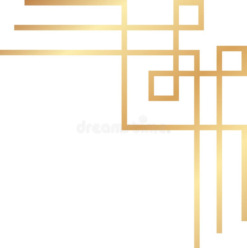 Eleganter goldener geometrischer Rahmen, der ein stilvolles Eckdesign schafft, das dem Ganzen eine elegante Note verleiht stock abbildung