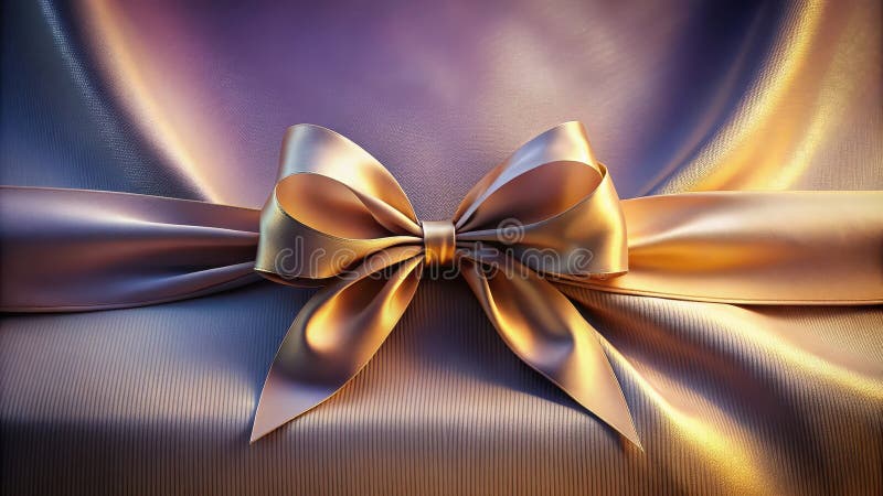 Eleganter goldfarbener Satin-Band auf glattem Gewebe. Generative AI stock abbildung