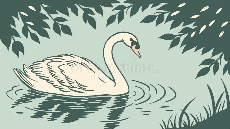 Eleganter Schwan Schwimmen auf WasserIllustration Graceful Bird Art Vektordesign Generative AI stock abbildung