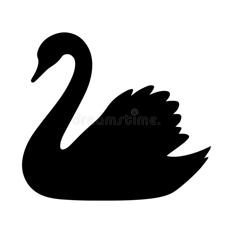 Eleganter Schwarzer Schwan Silhouette Graceful Waterbird im Profil stock abbildung