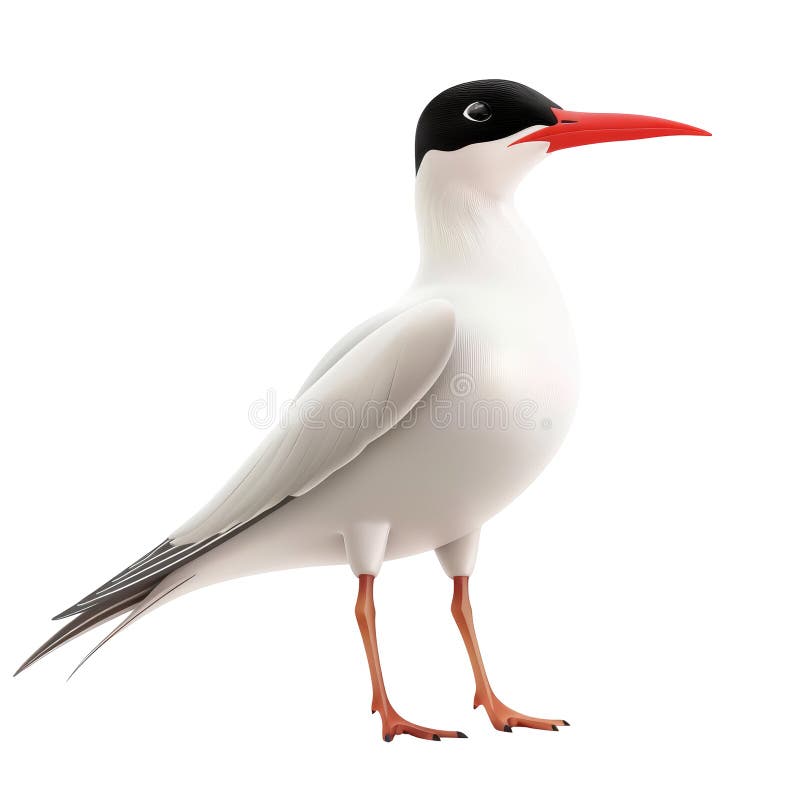 Eleganter Weißer Vogel mit schwarzer Spitze und rotem Schnabel vektor abbildung