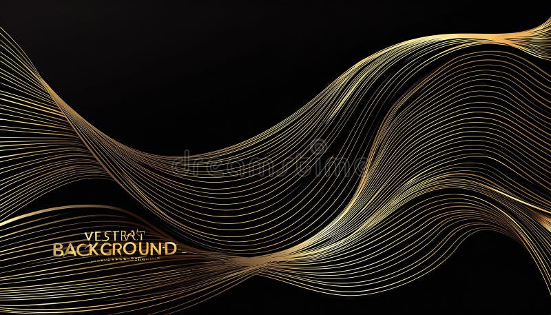 Elegantes Black and Gold Luxury Invitation Design mit einem dramatischen Wavy Gold Line Muster perfekt für HighEnd Events oder Opu. Ein exquisites goldenes Linienmuster schmückt elegant einen schwarzen Hintergrund in diesem luxuriösen Einladungskartendesign.