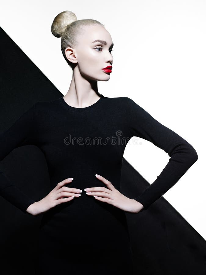 Elegantes blode im geometrischen Schwarzweiss-Hintergrund lizenzfreies stockfoto Elegantes blode im geometrischen Schwarzweiss-Hintergrund lizenzfreies stockfoto