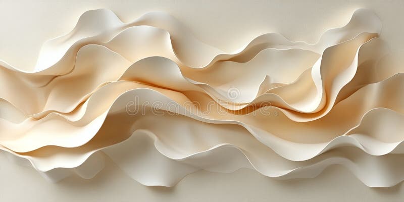Elegantes, cremefarbenes Beige Abstract Wave Hintergrund Design Textur Art Soft Calm Stil Papier Curvy Farbe stock abbildung