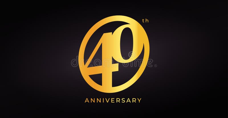 Elegantes 40-jähriges Logo mit goldener Zahl im Kreis auf dunklem Hintergrund. Perfekt für Feierlichkeiten und Firmenveranstaltung stock abbildung