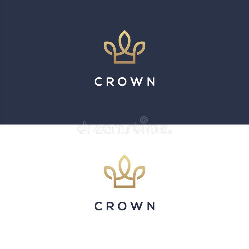 Modern linear crown icon. Real estate, hotel, boutique, spa salon elegant logo. Royal, luxury symbol in golden color. Modern linear crown icon. Real estate, hotel, boutique, spa salon elegant logo. Royal, luxury symbol in golden color.