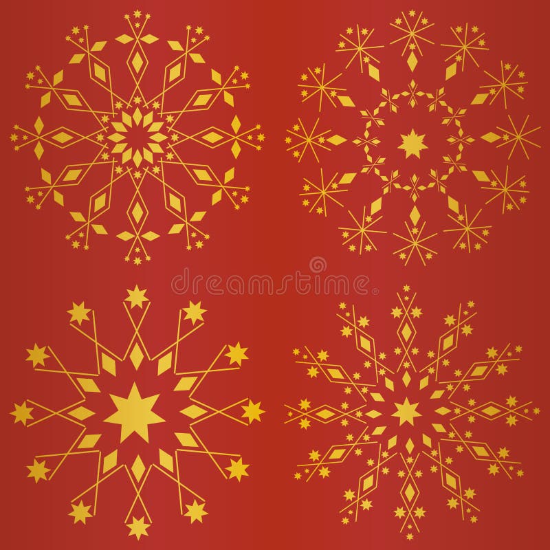 Eleganti snowflakes il design di Natale su un vivace sfondo rosso e oro Schema vettoriale invisibile Per i tessili royalty illustrazione gratis Eleganti snowflakes il design di Natale su un vivace sfondo rosso e oro Schema vettoriale invisibile Per i tessili royalty illustrazione gratis