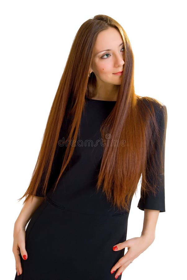 Eleganzartfrau mit dem langen Haar