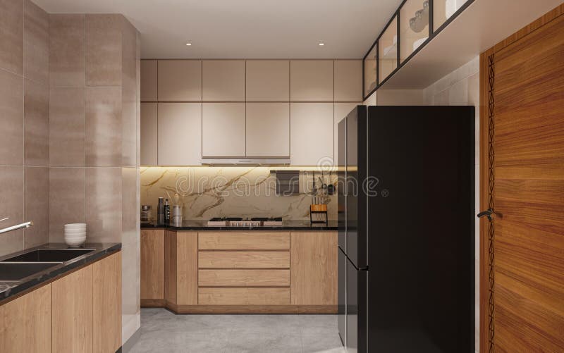 Eleganță fără efort, atingeri luxoase în designul bucătăriei vector illustration